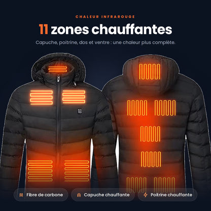 Doudoune chauffante VALNOR 11 zones : capuche, poitrine, dos et ventre