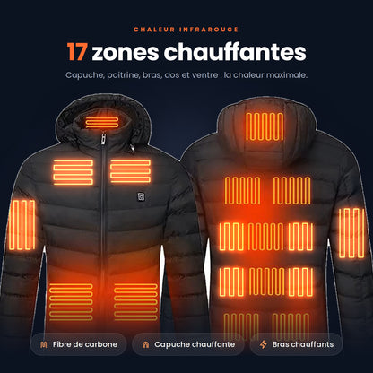 Doudoune chauffante VALNOR 17 zones : capuche, poitrine, bras, dos et ventre