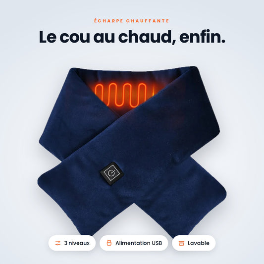 Écharpe chauffante VALNOR bleu marine avec résistance chauffante visible