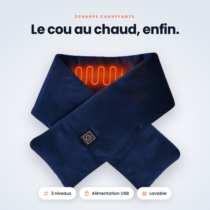 Écharpe chauffante VALNOR bleu marine avec résistance chauffante visible