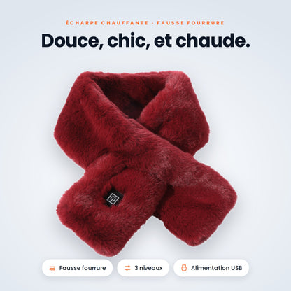Écharpe chauffante en fausse fourrure bordeaux VALNOR