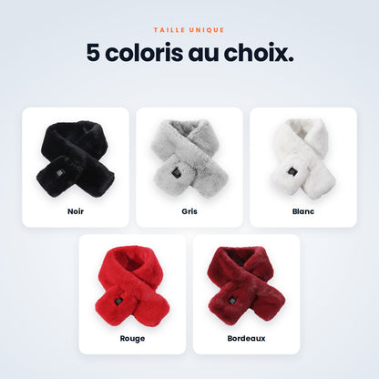 Les 5 coloris de l'écharpe chauffante en fausse fourrure