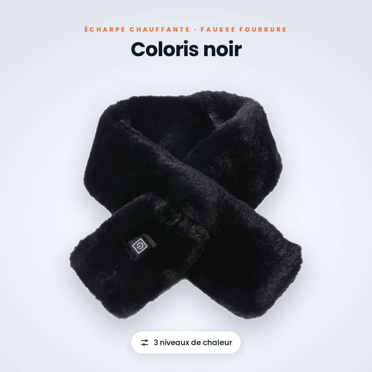 Écharpe chauffante fausse fourrure coloris noir