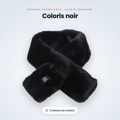 Écharpe chauffante fausse fourrure coloris noir
