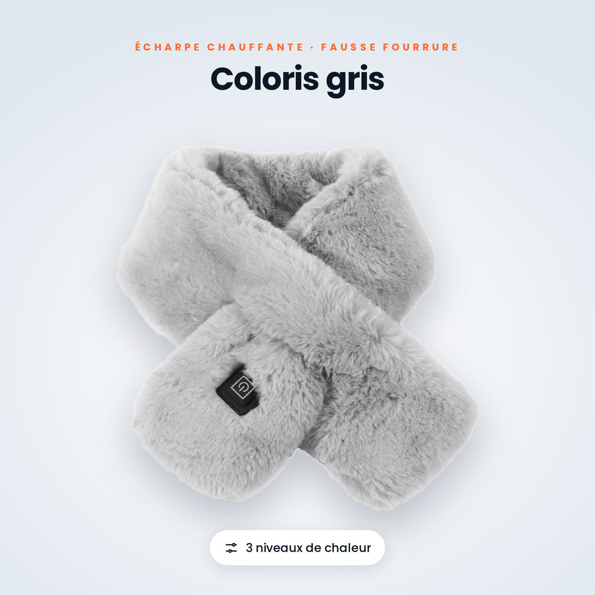 Écharpe chauffante fausse fourrure coloris gris