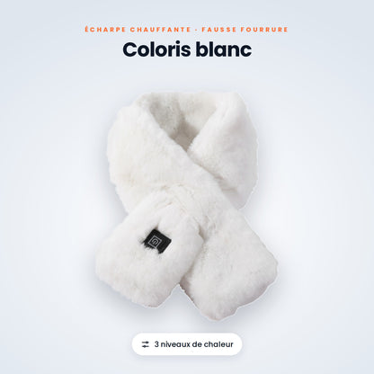 Écharpe chauffante fausse fourrure coloris blanc