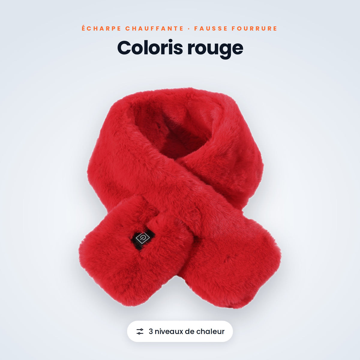 Écharpe chauffante fausse fourrure coloris rouge