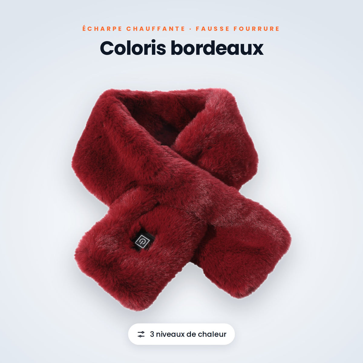 Écharpe chauffante fausse fourrure coloris bordeaux