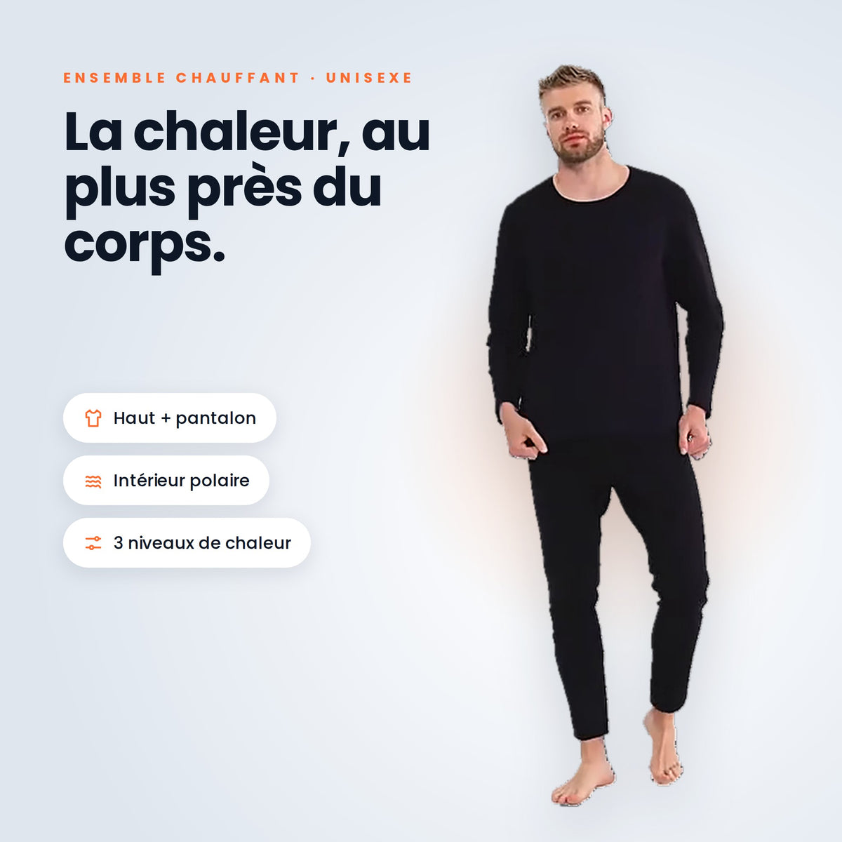 Ensemble chauffant VALNOR haut et pantalon noir, porté