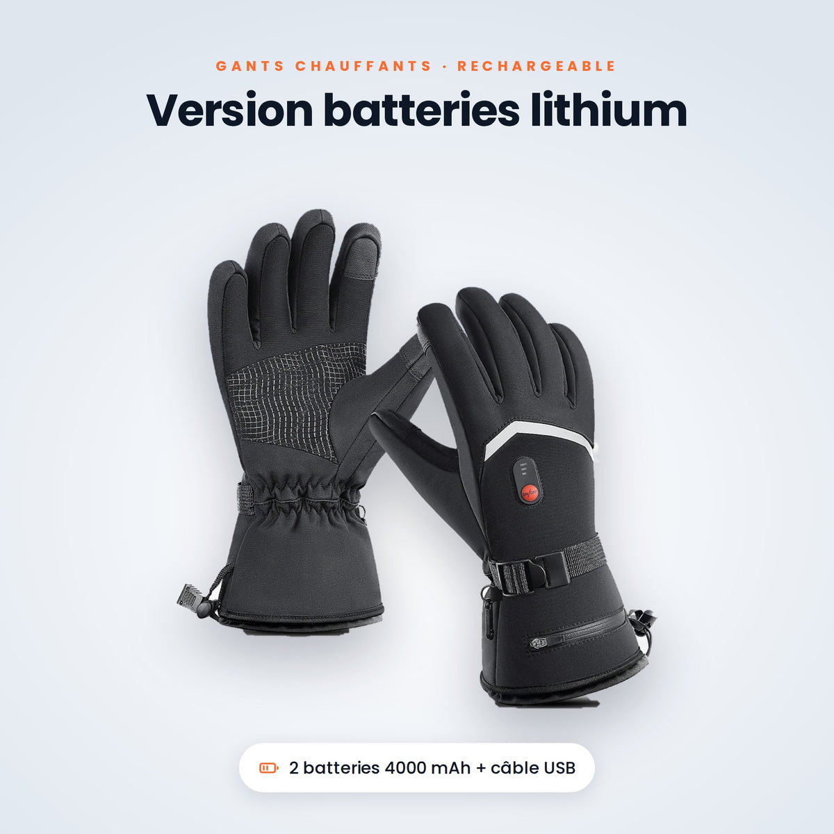 Gants chauffants version batteries lithium rechargeables