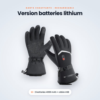 Gants chauffants version batteries lithium rechargeables
