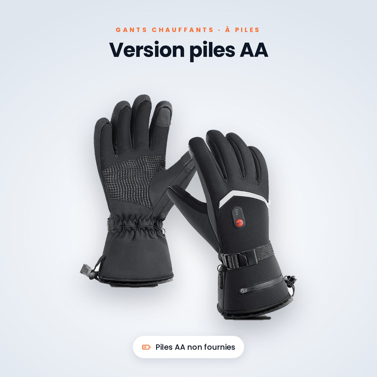 Gants chauffants version piles AA