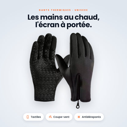 Gants thermiques tactiles VALNOR noirs, vue paume et dos