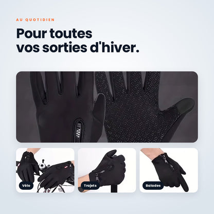 Gants thermiques portés à vélo, en trajet et en balade